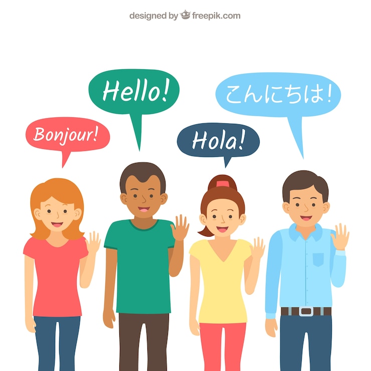 무료 Vector 평면 디자인을 가진 사람들이 다른 언어