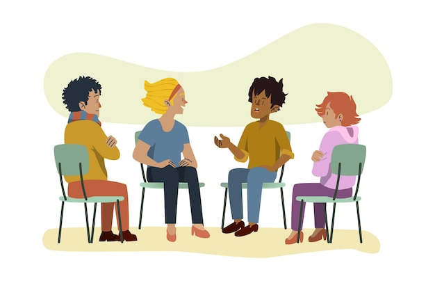 Free vector people discussing about mental health