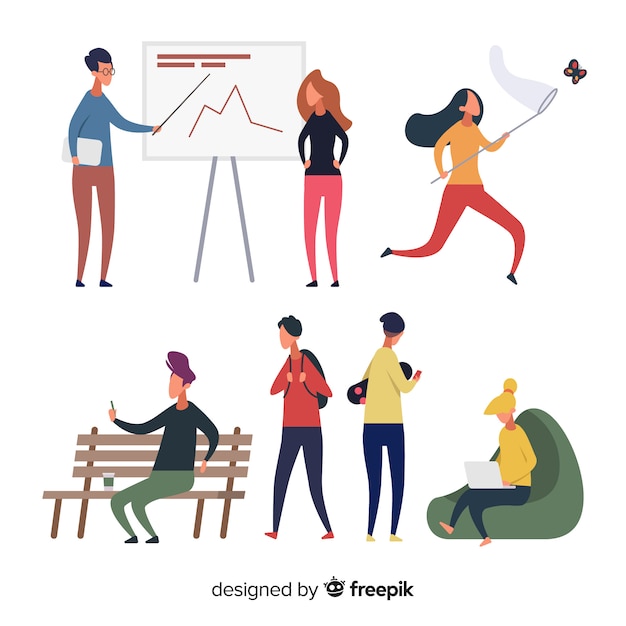 Free vector people doing different actions