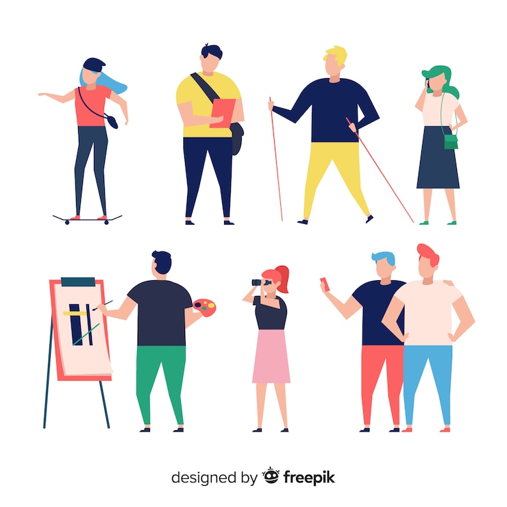 Free Vector people doing different actions