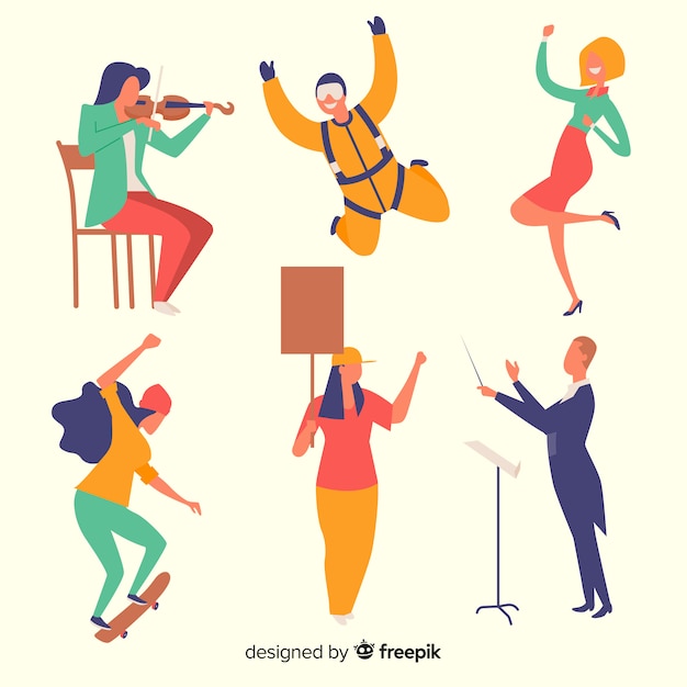 Free vector people doing different actions