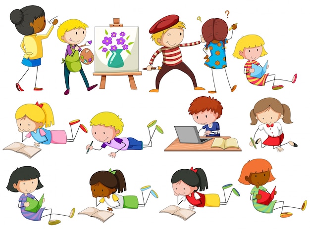 Free vector people doing different activities illustration