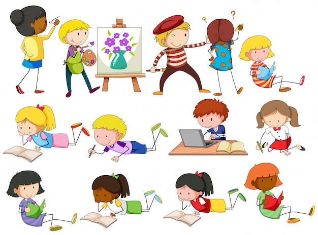 People doing different activities illustration