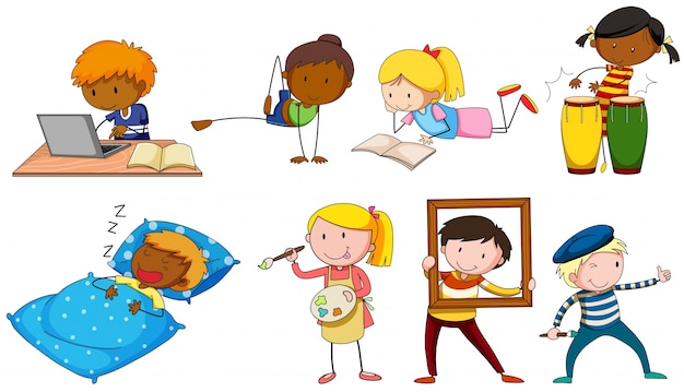 People doing different activities illustration