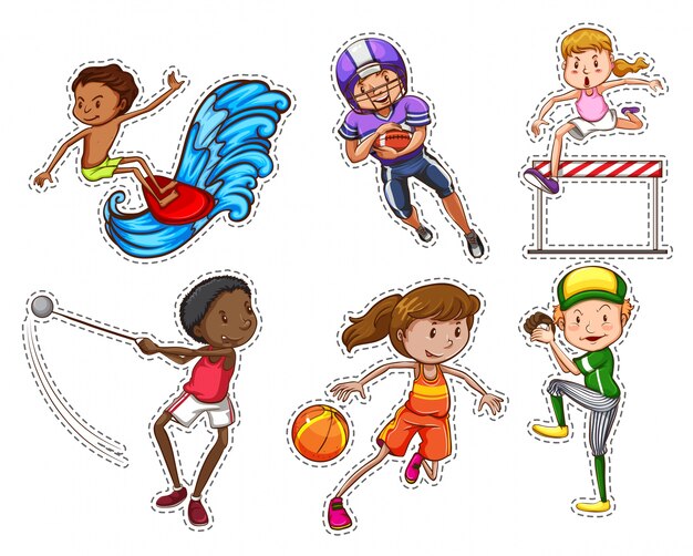 People doing different types of sports illustration