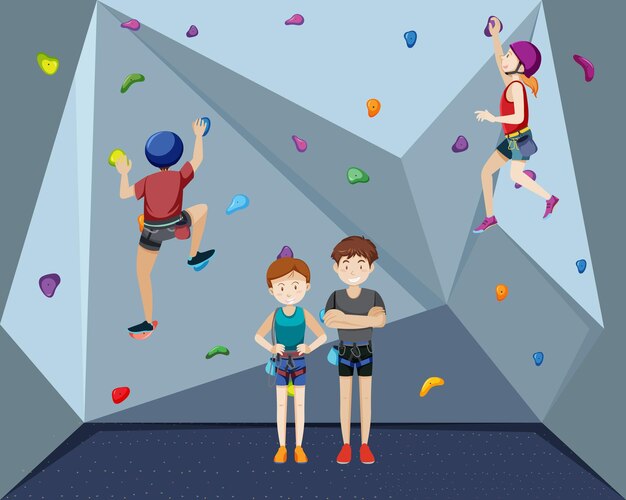 People Doing Indoor Rock Climbing At The Gym