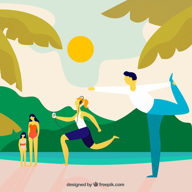 Free vector people doing leisure outdoor activities