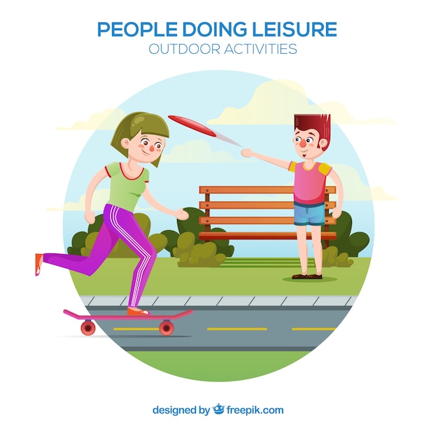 Free vector people doing leisute outdoor activities