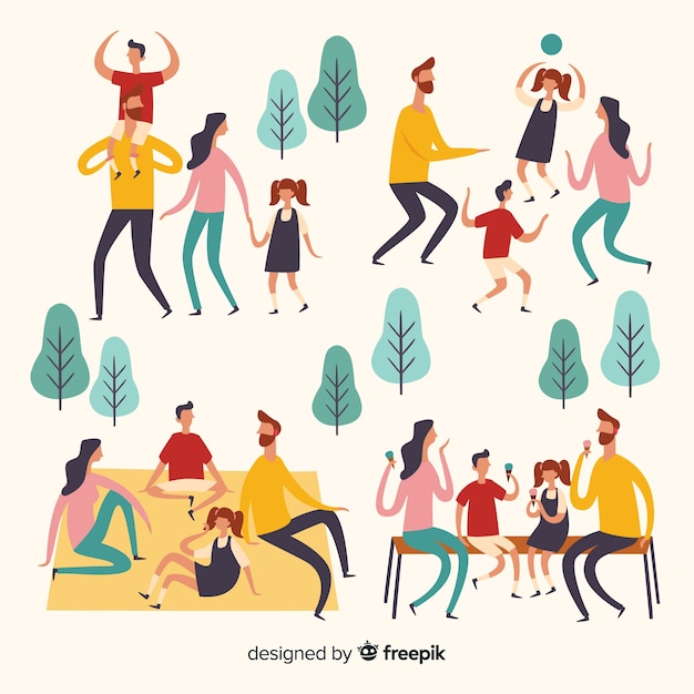 People doing outdoor activities flat design