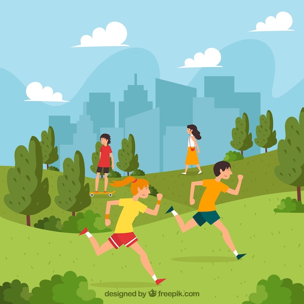 Free vector people doing outdoor activities with flat design