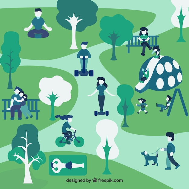 Free vector people doing outdoor activities with flat design