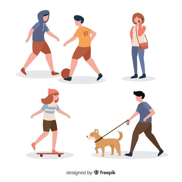 Free vector people doing outdoor activities