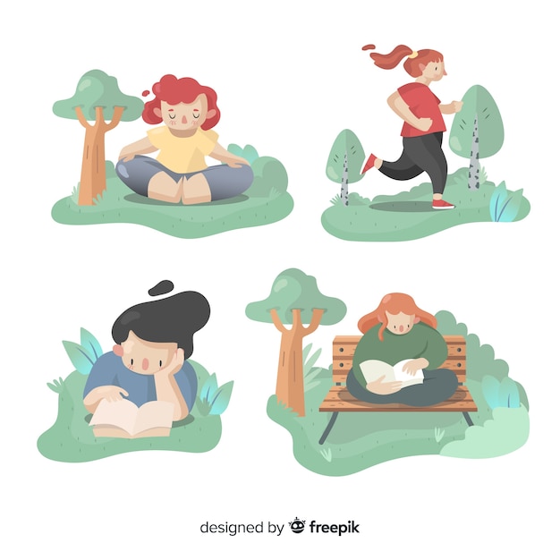 Free vector people doing outdoor activities