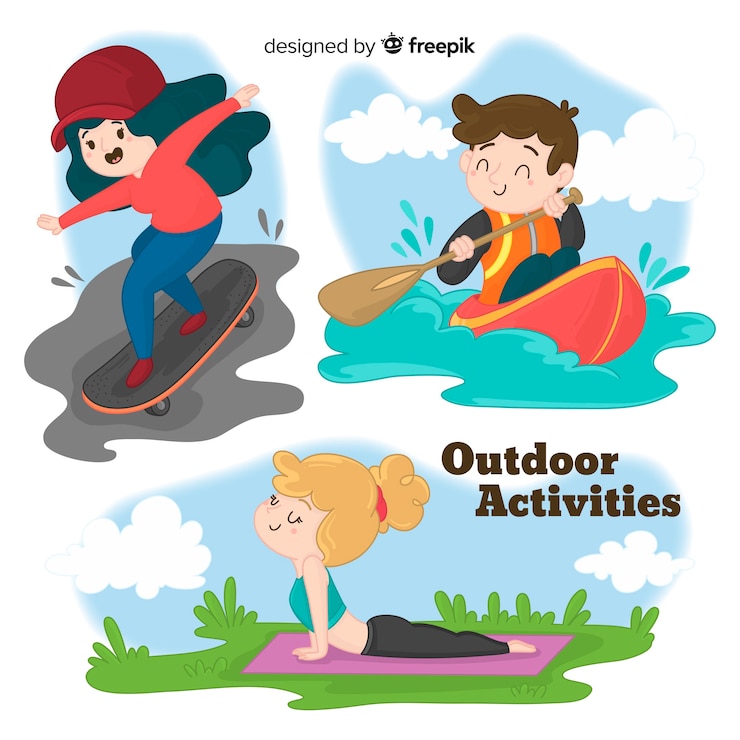 Free Vector people doing outdoor activities