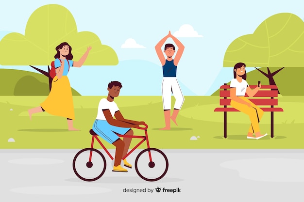 Free vector people doing outdoor activities