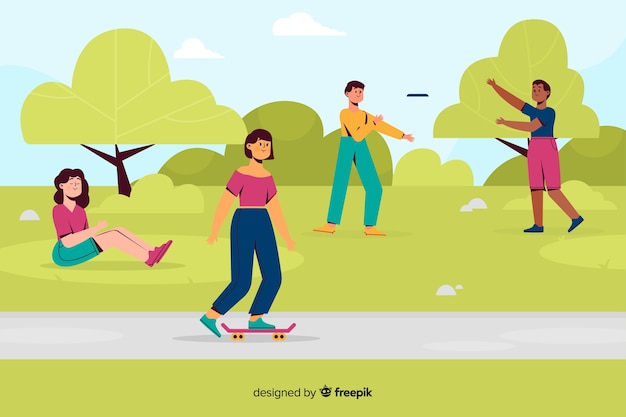 Free vector people doing outdoor activities