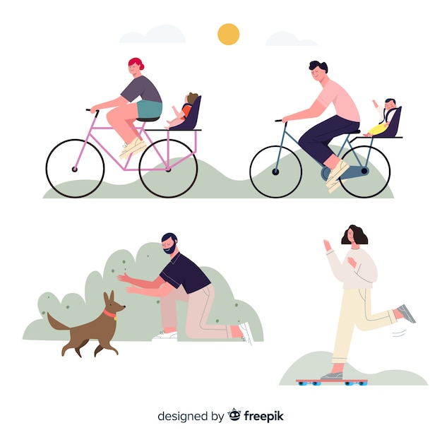 Free vector people doing outdoor activities