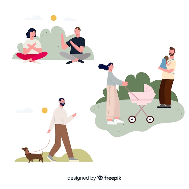 Free vector people doing outdoor activities