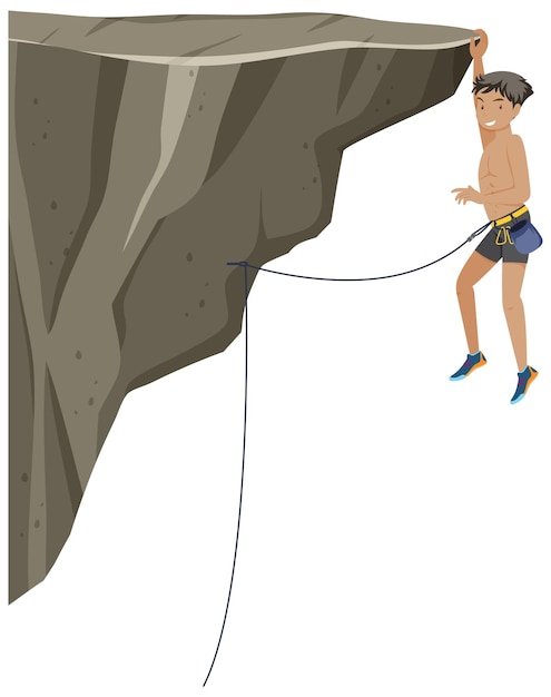 Free vector people doing outdoor rock climbing on white background