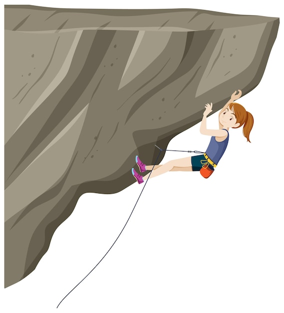 Free vector people doing outdoor rock climbing on white background