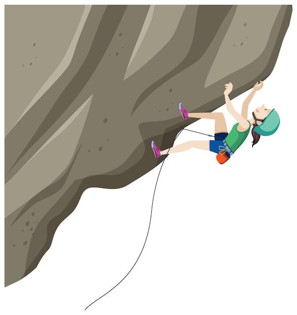 Free vector people doing outdoor rock climbing on white background