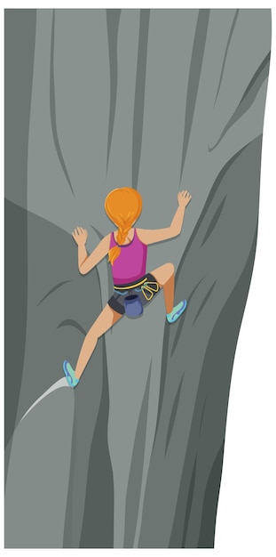 People doing outdoor rock climbing on white background