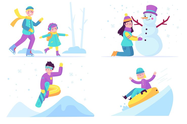 मुफ़्त वेक्टर people doing outdoor winter activities