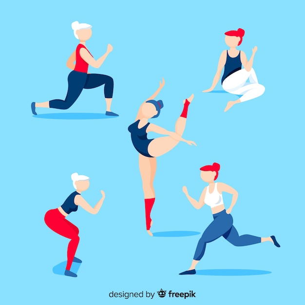 Free vector people doing sport collection