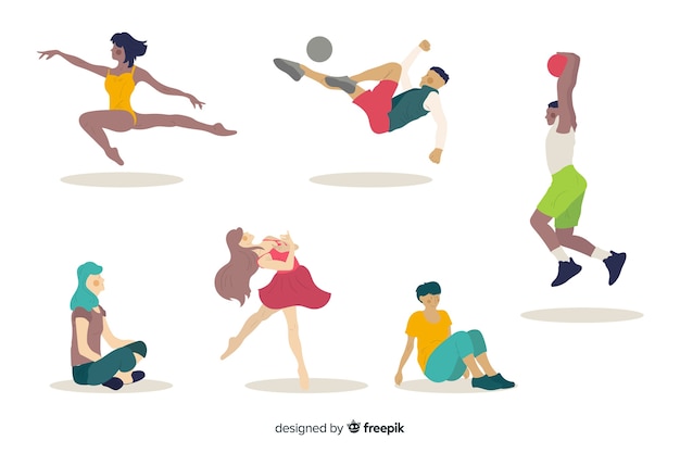 Free vector people doing sport collection