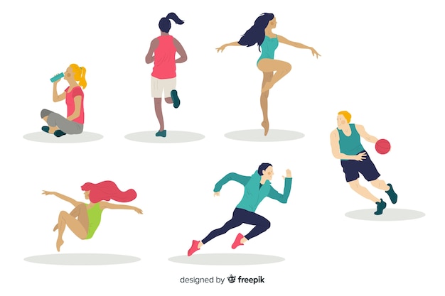 Free vector people doing sport collection