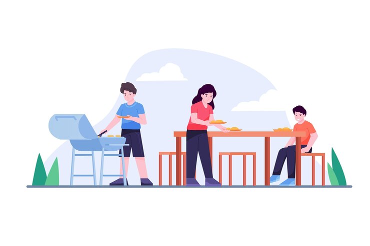 Free Vector people doing summer outdoor activities