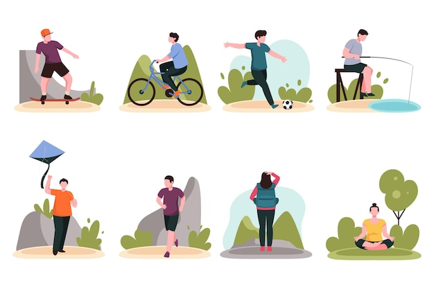 Free vector people doing summer sports