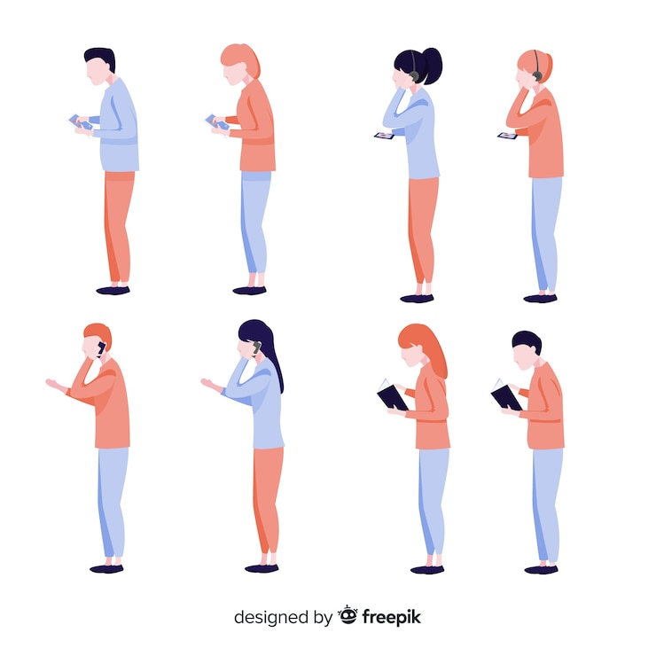 Free Vector people doing things with electronic device collection