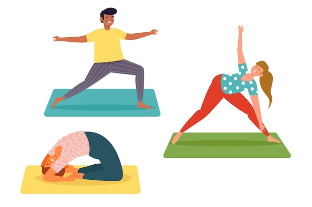 Free vector people doing yoga concept