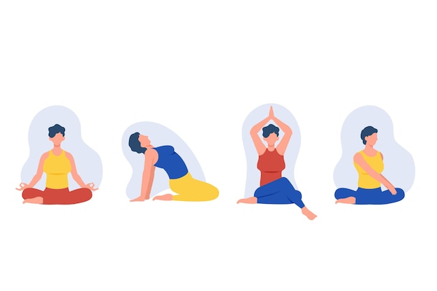 Free vector people doing yoga concept