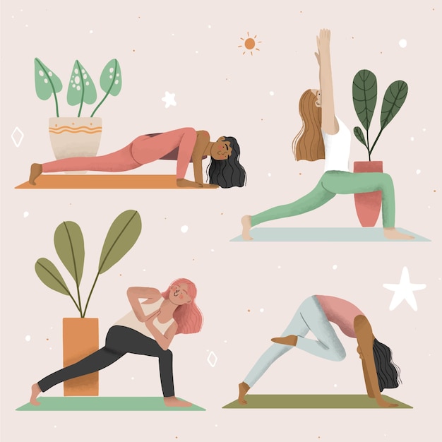 People doing yoga illustration concept