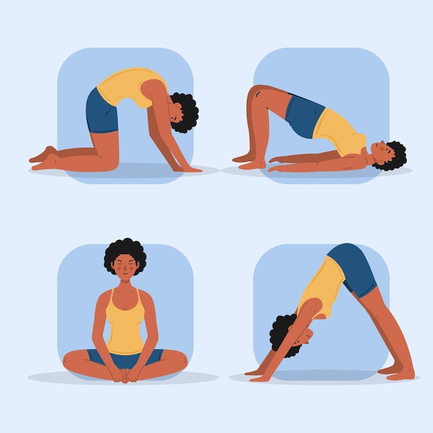 Free vector people doing yoga theme