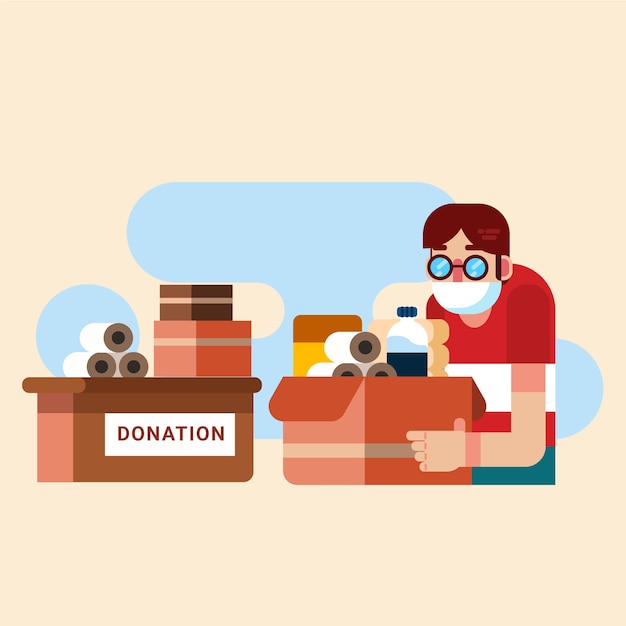 Free vector people donating sanitary material
