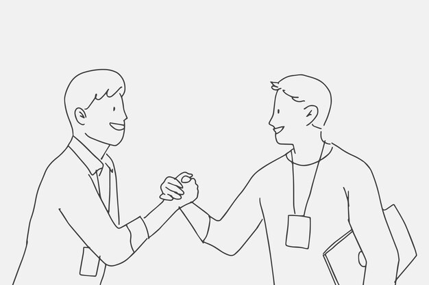 People doodle vector colleagues holding hands characters