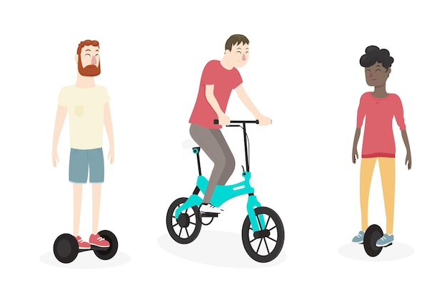 Free vector people driving electric transport