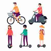 Free vector people driving electric transport