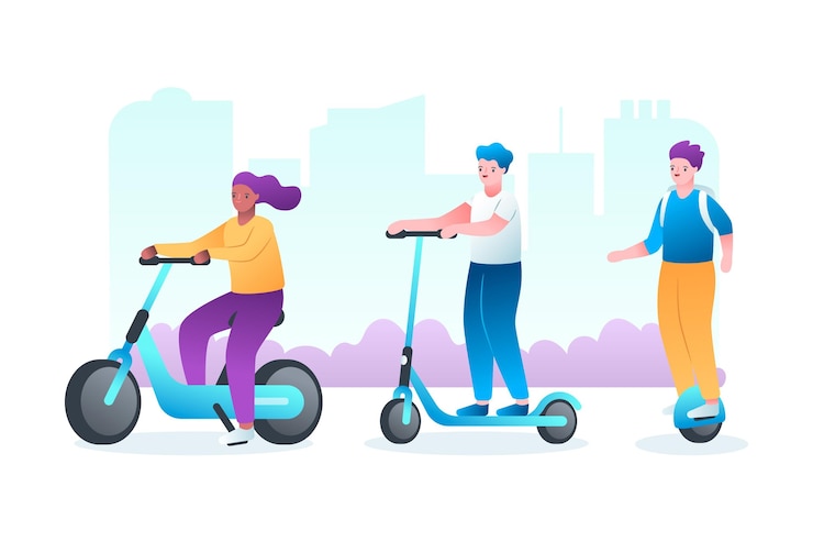 Free Vector people driving electric transport