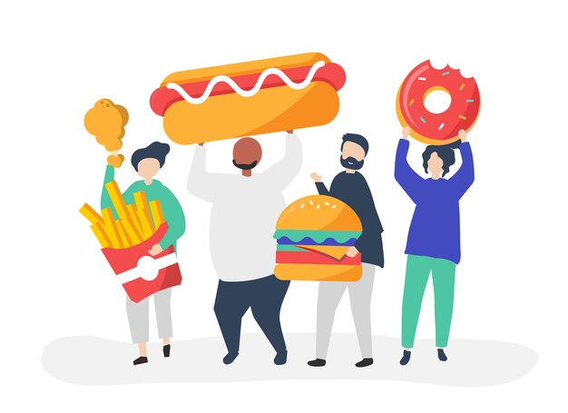 people eating junk food