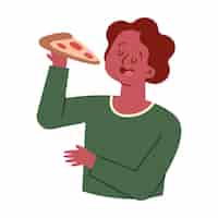 Бесплатное векторное изображение Люди едят пиццу