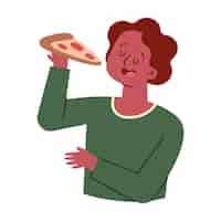 Free vector people eating pizza