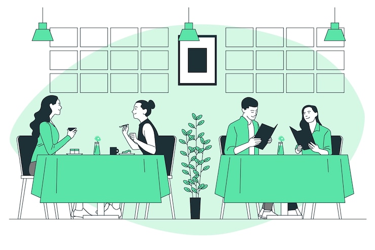 Free Vector people eating in restaurant concept illustration