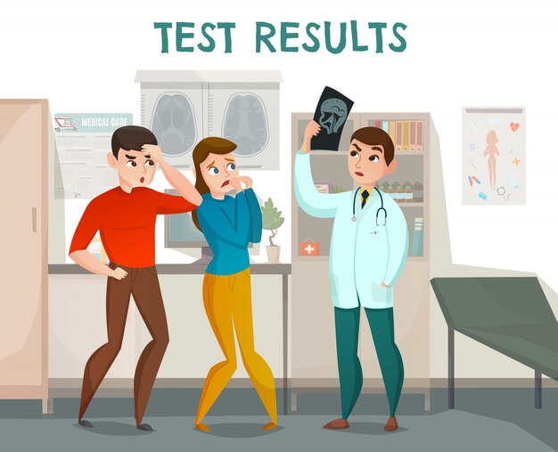 People and emotions with medical test results