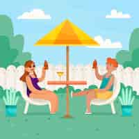 Free vector people enjoying staycation concept