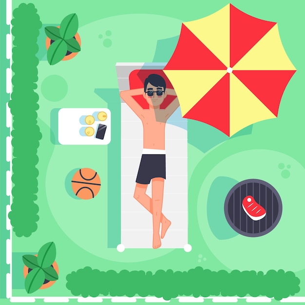 Free vector people enjoying staycation concept