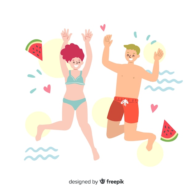 Free vector people enjoying summer